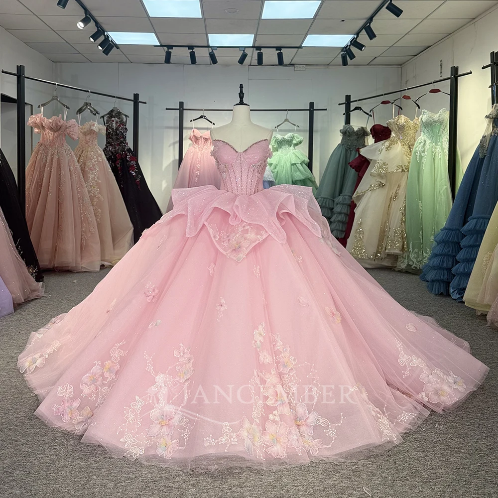 

Quinceanera Dress for Women Strapless Sweet 15 Beaded Lace Prom Ball Gown Court Train Customized vestidos de 15 quinceañera