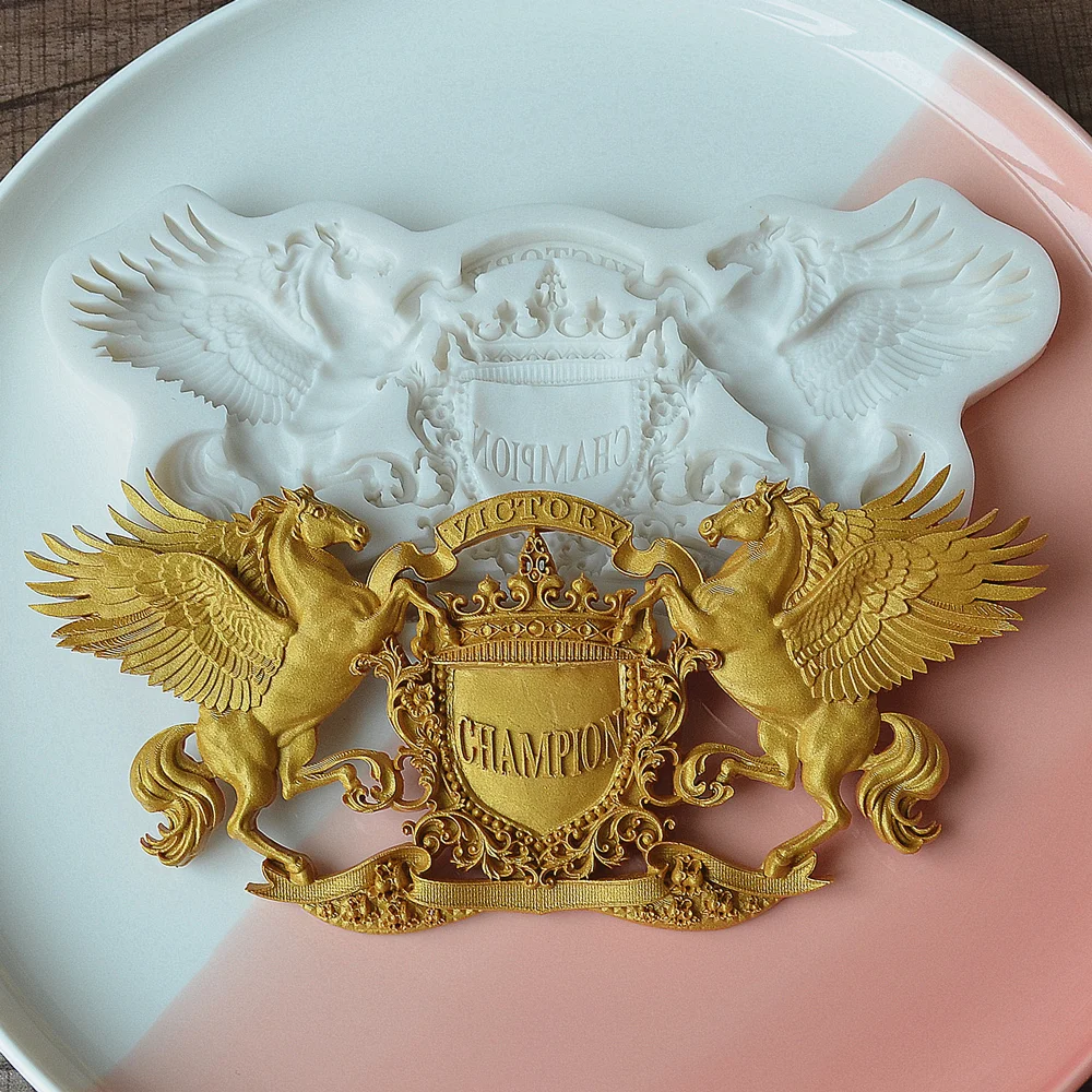 Pegasus Silicone Fondant Molds Champion Chocolate Mold Sugarcraft Candy Mould Mousse Victory Cake Decorating Tools