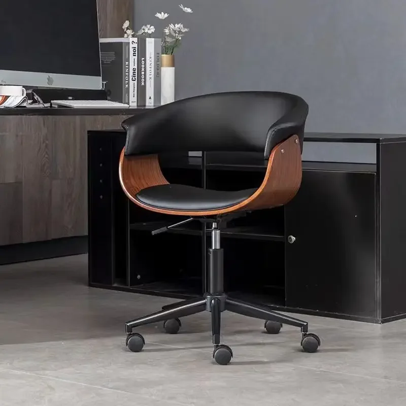 Simple Sedentary Swivel Chairs Lift Small Home Computer Chair Home Comfort Solid Wood Small Study Chair