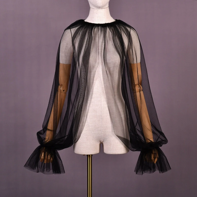 Elegant Thin Mesh Shawl Arm Cover Long Sheer Sleeves Decorative Tulle Gloves Bridal Capelet Wedding Dress Accessories