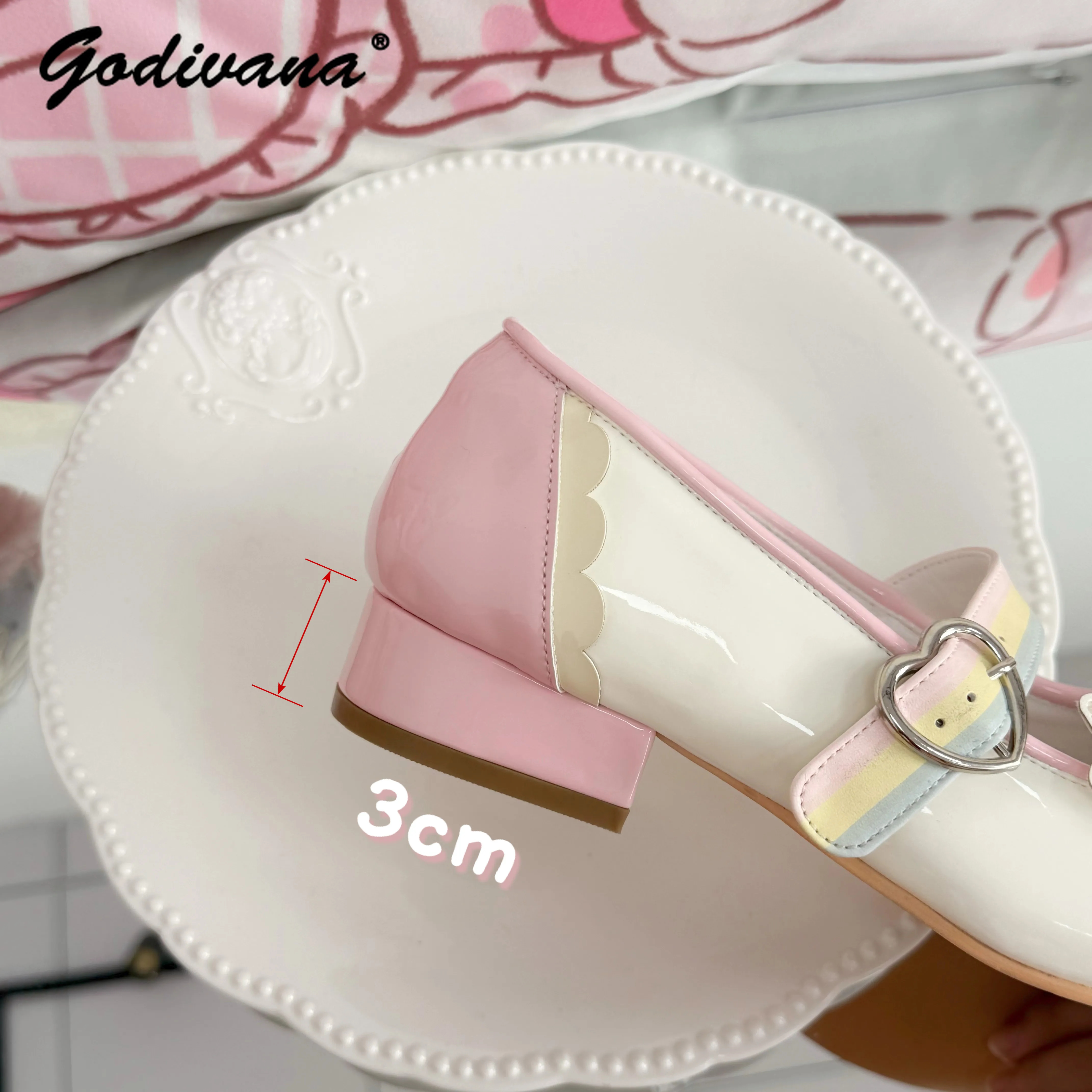 Original New Student Girls Color Block Sweet Cute Lolita Low Heel Single Shoes Women's Casual Kawaii Flat Indoor Shoes view 4