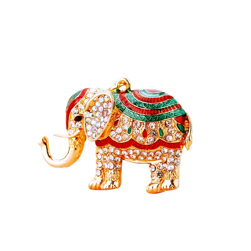 Cute Enamel Crystal Elephant Keychain Animal Keyring Pendants For Women Girls Handbag Accessories Key Chain