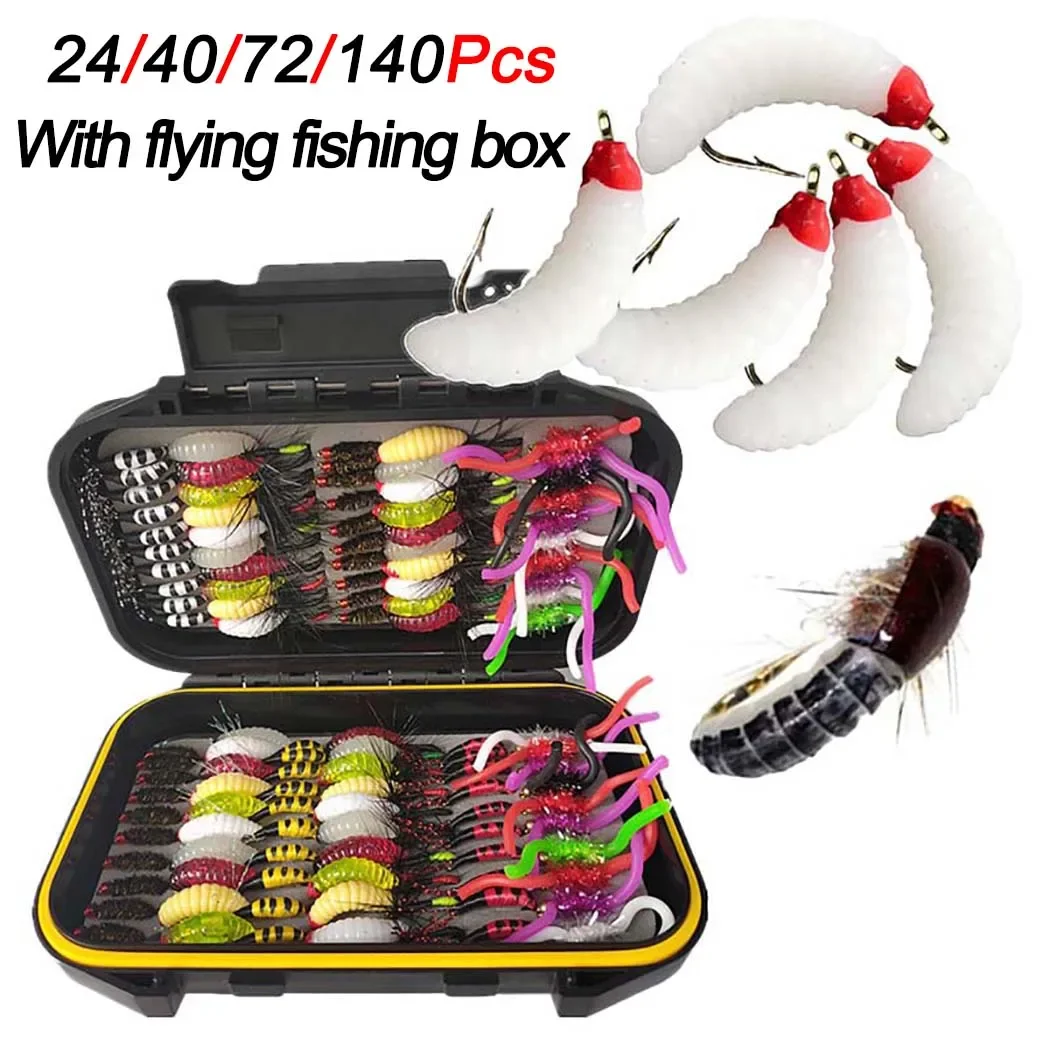 

24/40/72/140Pcs Fly Fishing Lure Box Set Wet Dry Nymph Fly Tying Material Bait Fake Flies for Trout Fishing Tackle