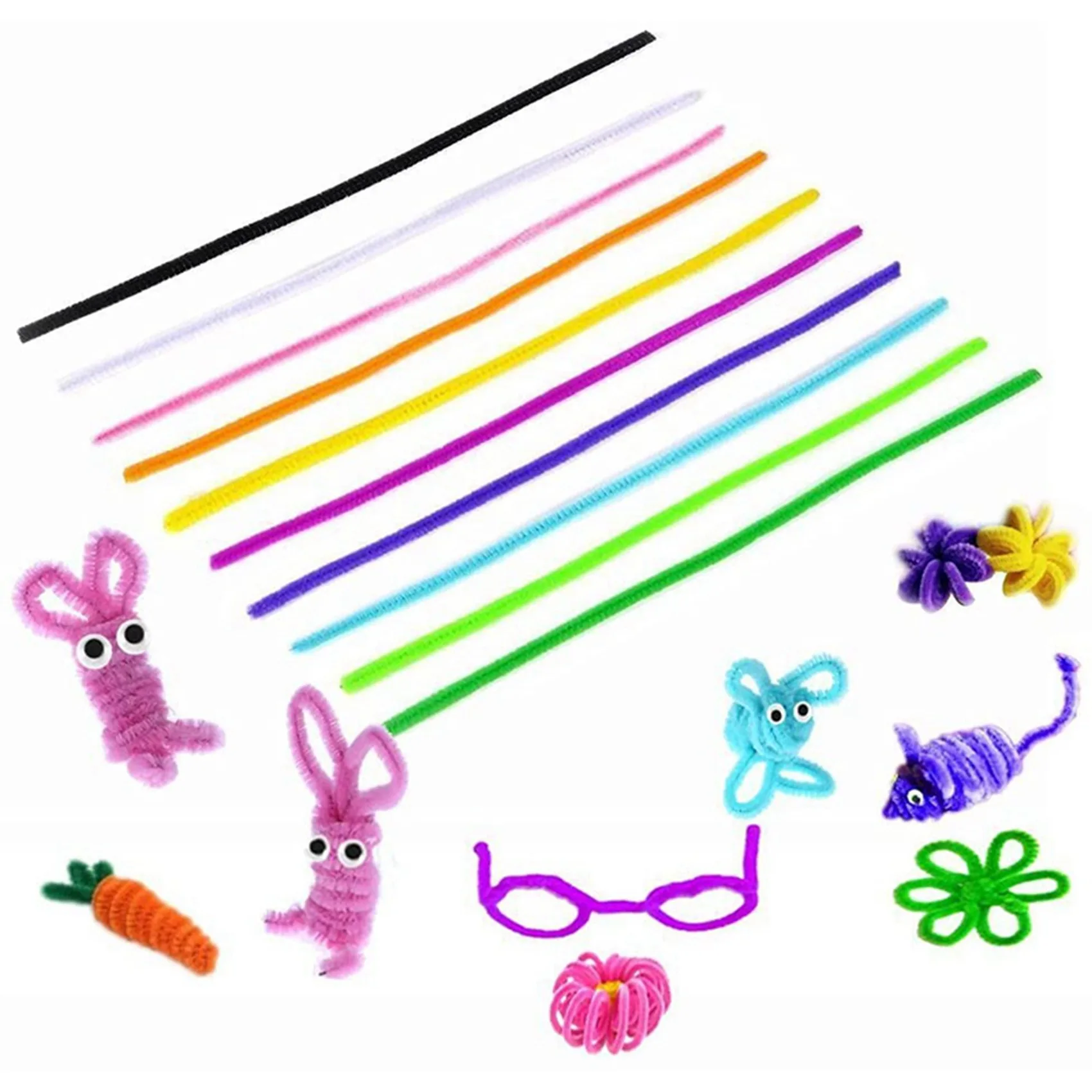 

A98E-400 Pcs Random Colors Pipe Cleaners Chenille Stem 6Mmx12 Inch For DIY Art Crafts Decorations