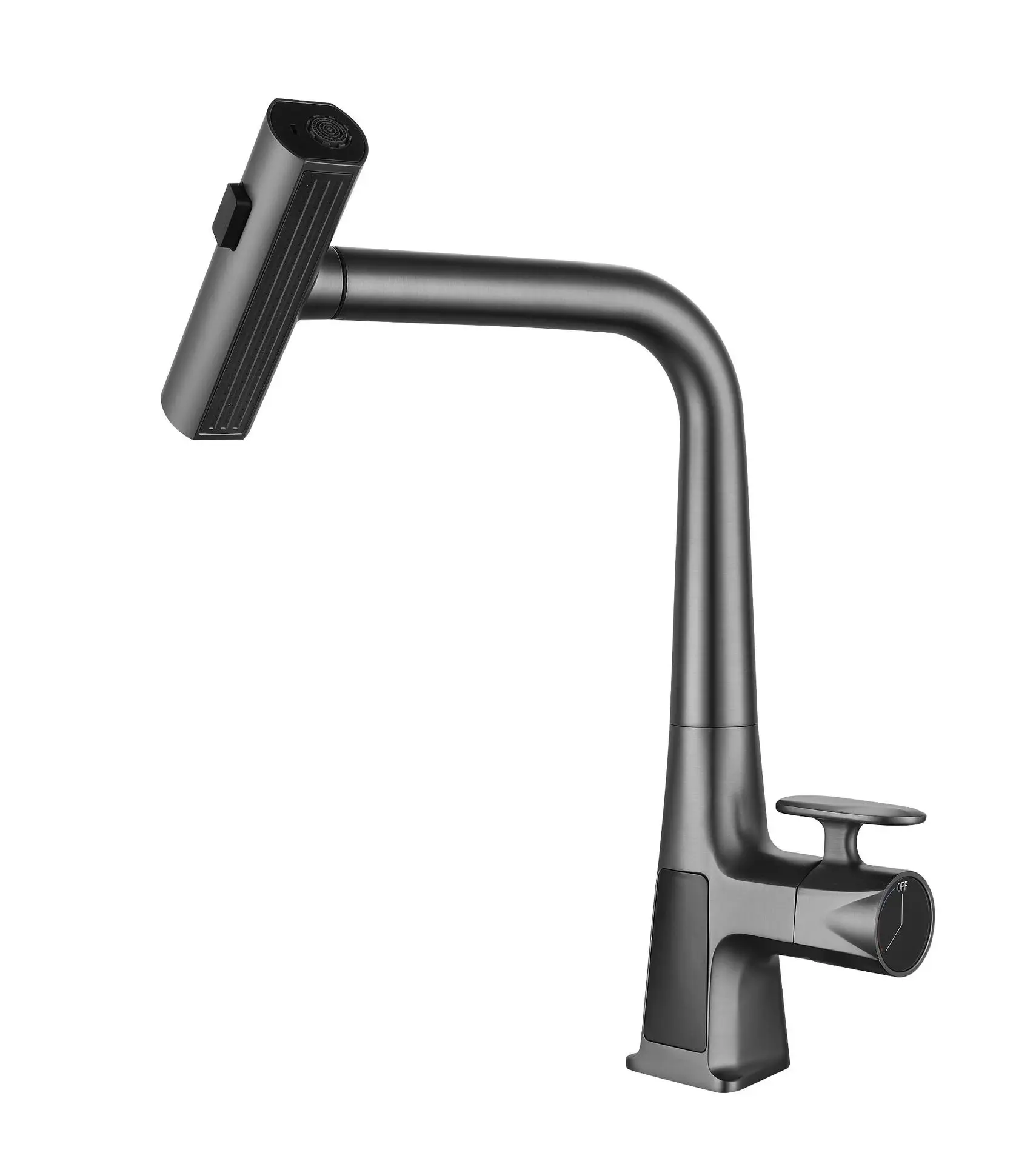 

Gun gray, pull-out, kitchen faucet, rotatable, hot and cold