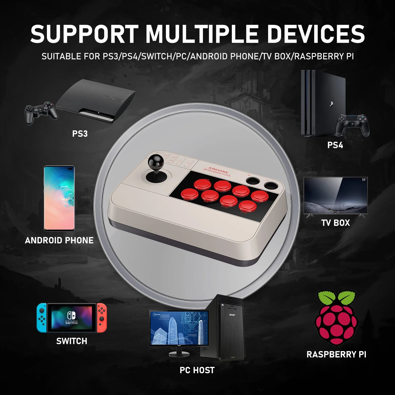 كينهانك سوبر كونسول X3 أركيد عصا مع 50,000 ريترو ممر ألعاب للعب PSP/PS1/تيار مستمر/مامي دعم كلاسيكي PC/PS3/PS4/Andorid