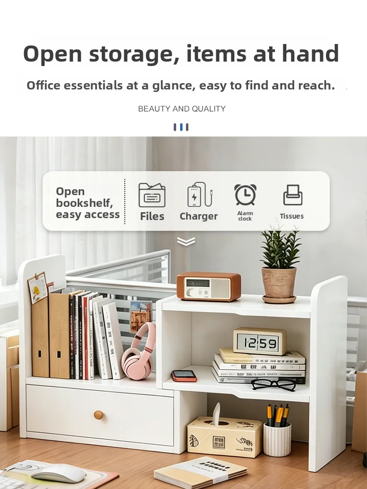 Office Desktop Multi-layer File Storage Rack Home Computer Desk Bookshelf Small Rotatable Corner Storage Rack Simple Style Un...