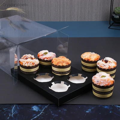 Cupcake Boxes Pvc Transparent Cup Box for 2/4/6/12 Cupcakes Birthday Cake Box Inches Heightening Thick Plastic Birthday Gift Dec