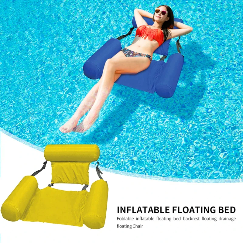 PVC Summer Inflatable Foldable Floating Row Swimming Pool Water Hammock Air Mattresses Bed Beach Water Sports Lounger Chair