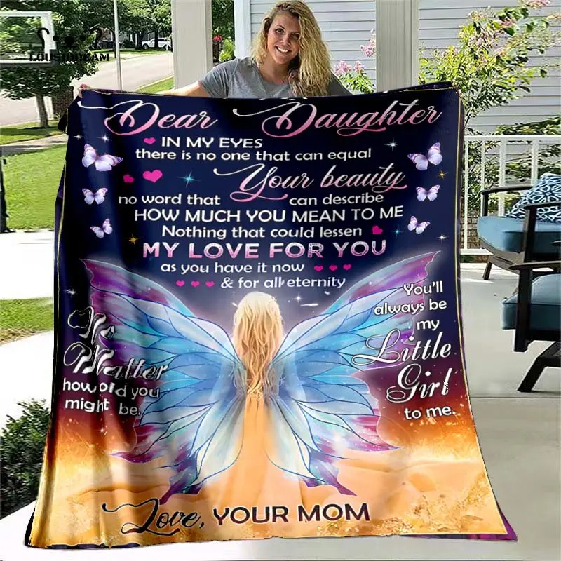 

To My Daughter The Love Gifts Throw Blankets Flannel Soft Bedspread Sofa Travel Camping Birthday Christmas Xmas Navidad Gift