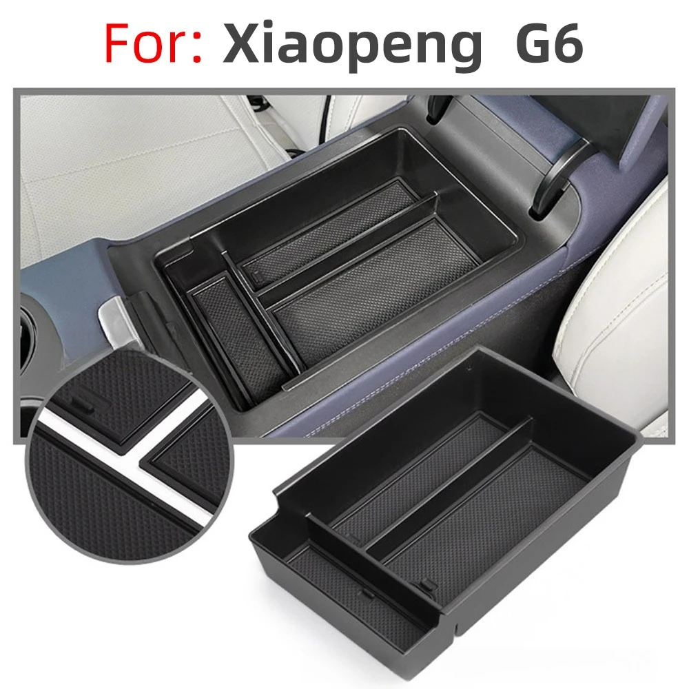 For Xiaopeng Xpeng G6 2023 2024 2025 Car Central Storage Box Interior Accessories Organizer Tidying Black