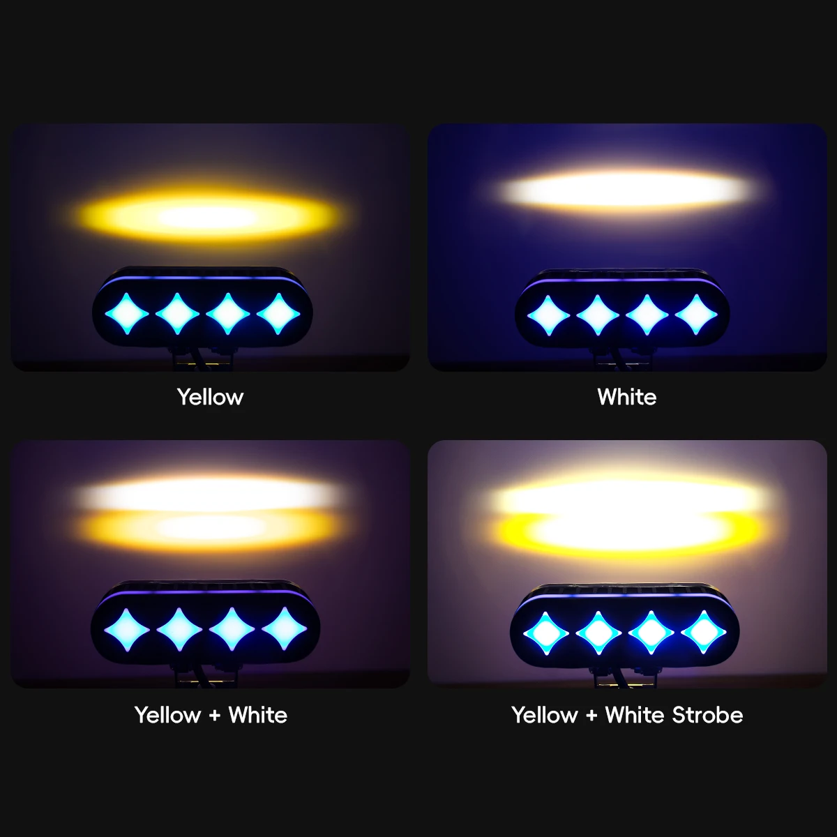 Picture 6: 1/2PCS Motorcycle LED Spotlight 3/4 Lens White Yellow Hi/Low Beam With Blue Angle Ring For ATV UTV RV Offroad Work light 12-24V