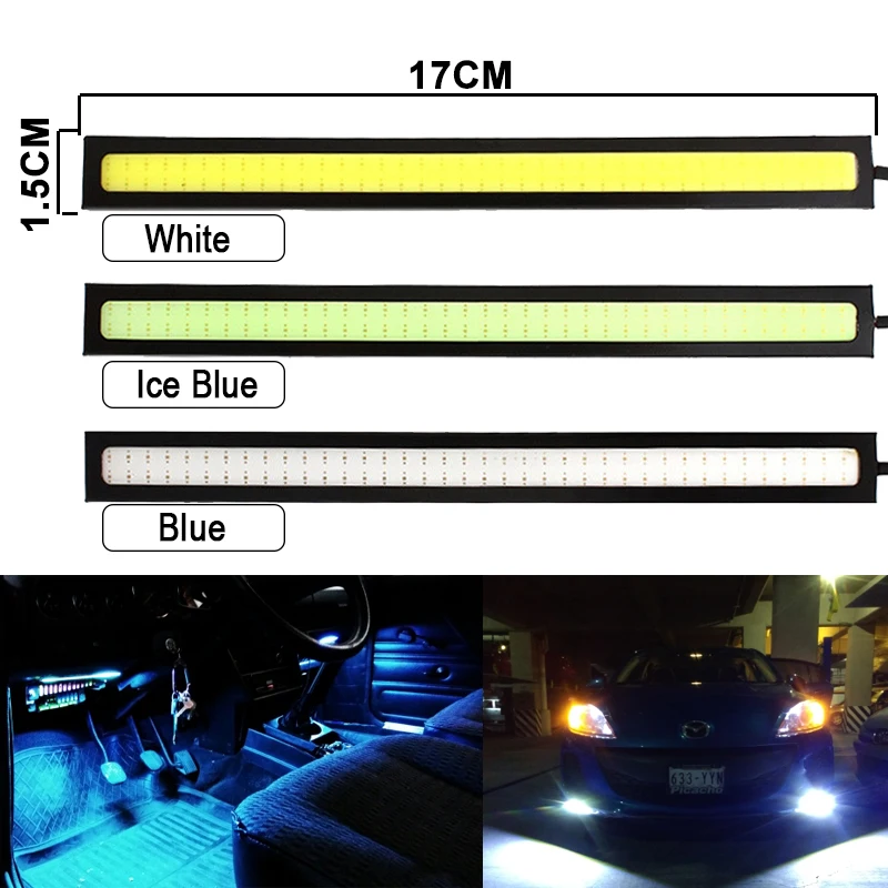 1 PCS  LED COB Fog Bulb Car DRL LED Strip Daytime Running Light Bar 12V 6500K Auto Interior Styling Lamp