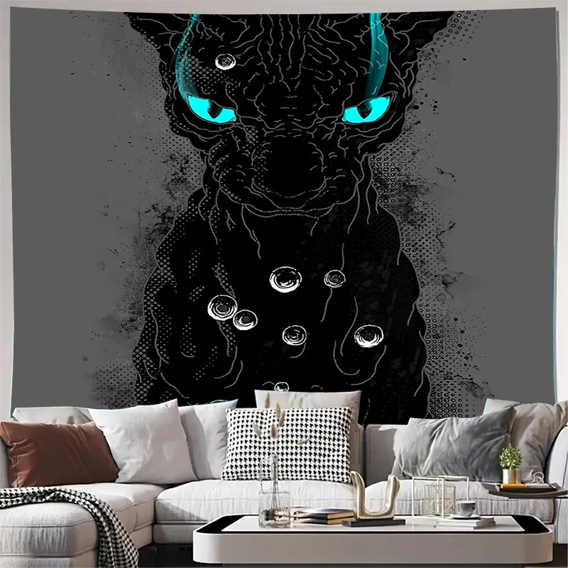النمر الأسود نسيج الغابات الذئب القمر الجدار الشنق القوطية ديكور المنزل الظلام الأكاديمية غرفة الجمالية أنيمي نسيج غرفة نوم ليفين #1