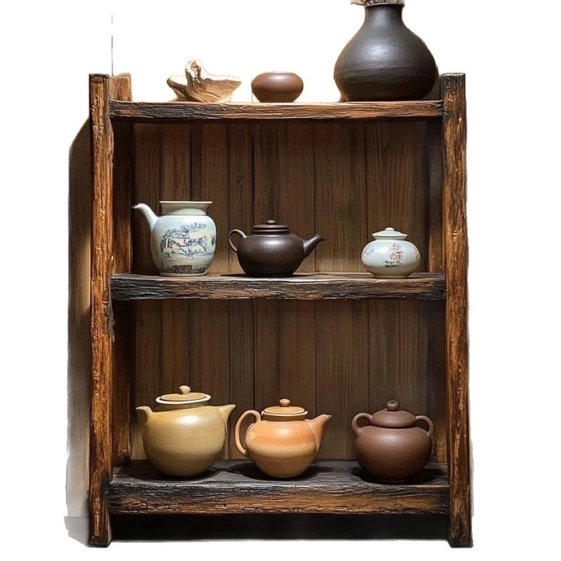 Surprise Quifeng Old Wood Edge Cabinet Solid Wood Bookshelf Floor Shelf Shelf