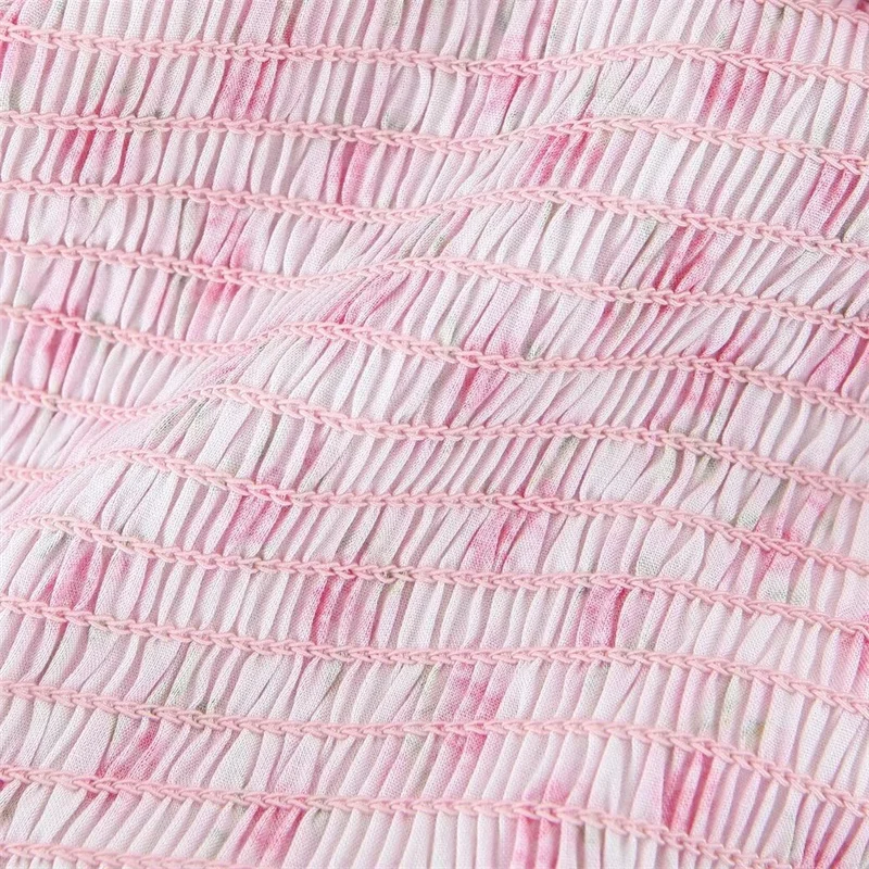 Keyanketian-Vestido feminino deslizante floral elástico, estilo pastoral retrô, babados em camadas, mini vestido agárico skintight, novo lançamento, 2022