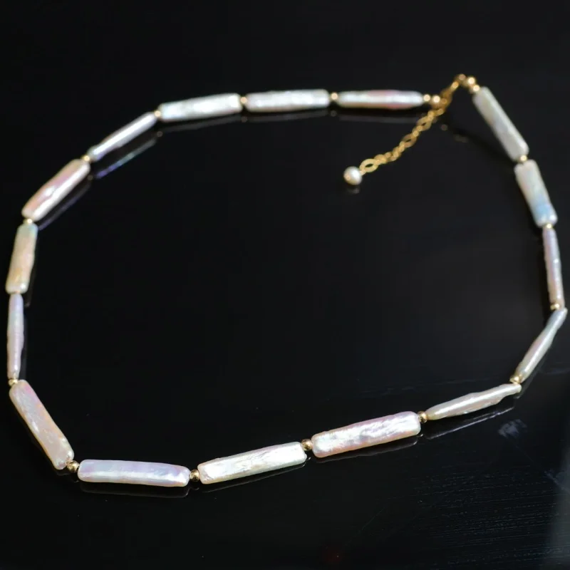 

SGARIT Small Silver Bar Pearl Necklace for Women 925 Sterling Silver Natural Freshwater Pearl Wedding Engagement Fine Jewelry