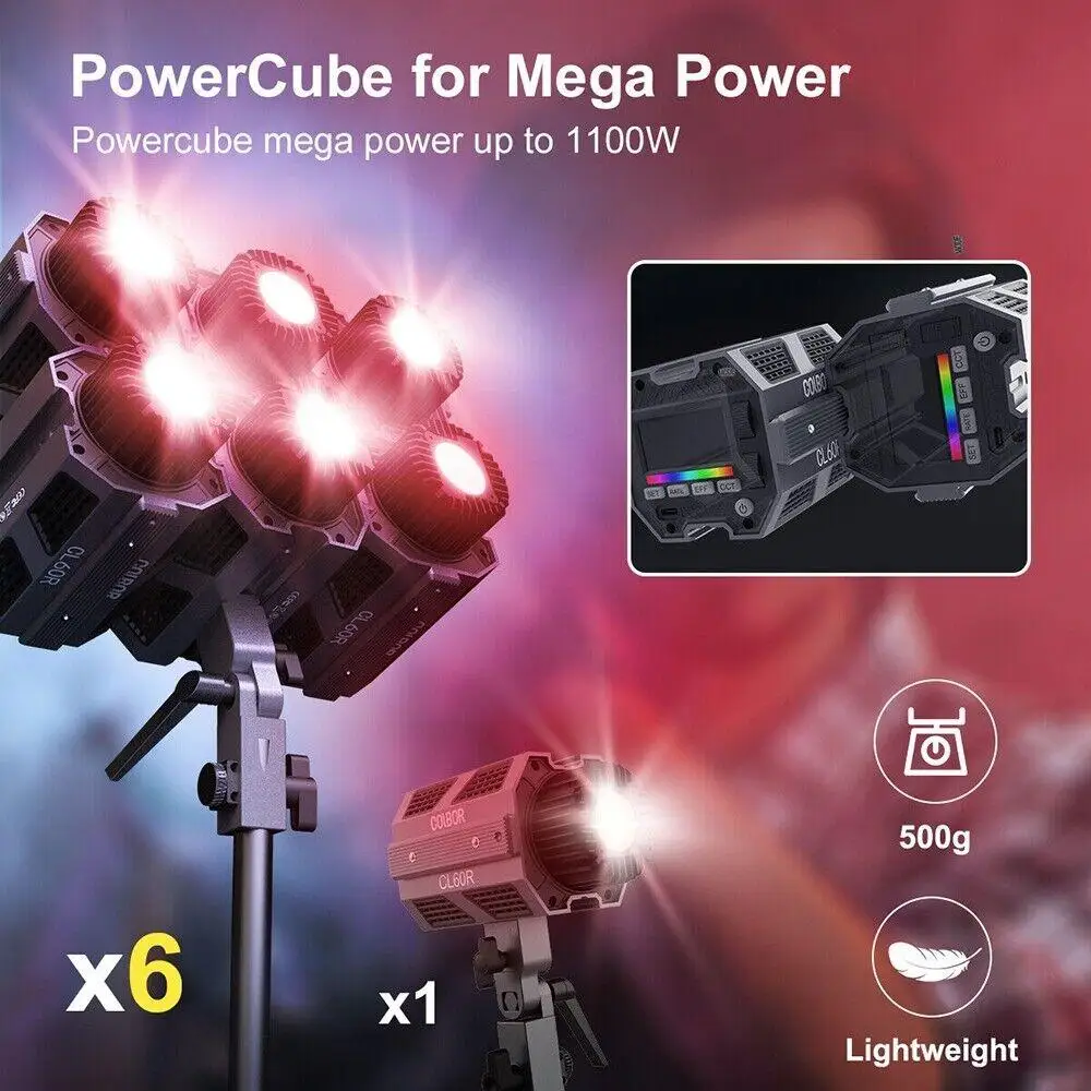 Colbor-luz de vídeo Cob RGB CL60R, 65W, Led, montaje Bowens, a todo Color, 2700K-6500K, para estudio fotográfico y grabación de vídeo