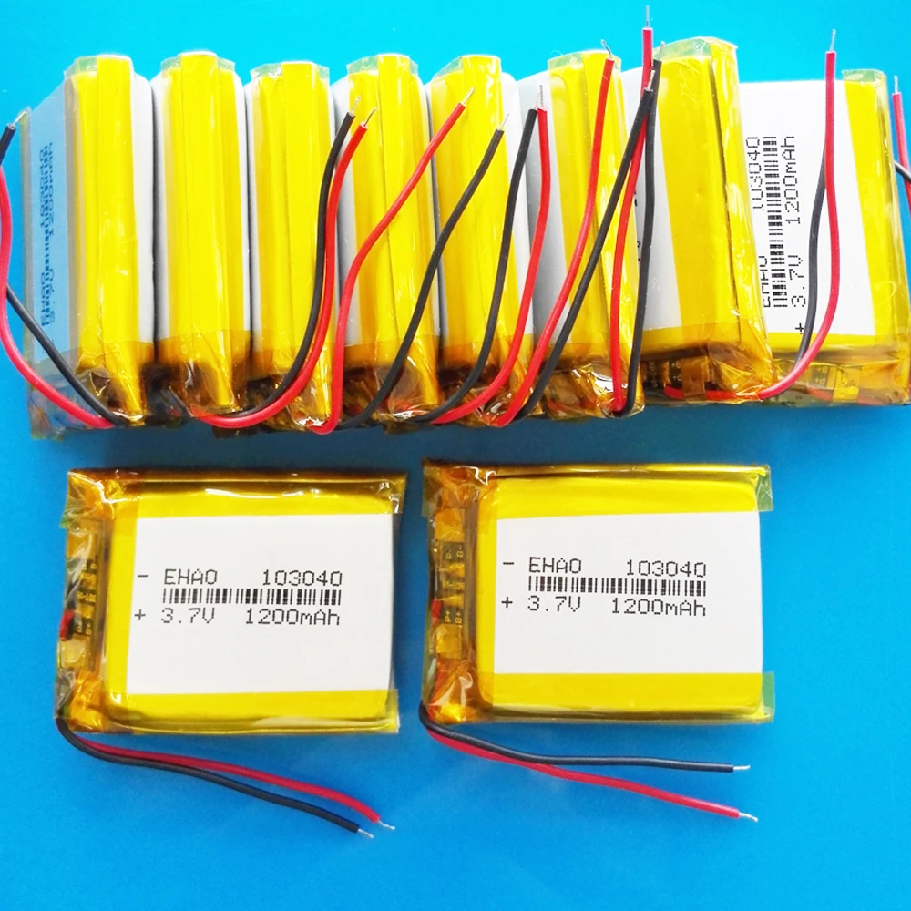 

10 PCS 3.7V 1200mAh Lipo Lithium Polymer Rechargeable Battery 103040 For MP3 GPS Navigator DVD Recorder Headset E-book Camera