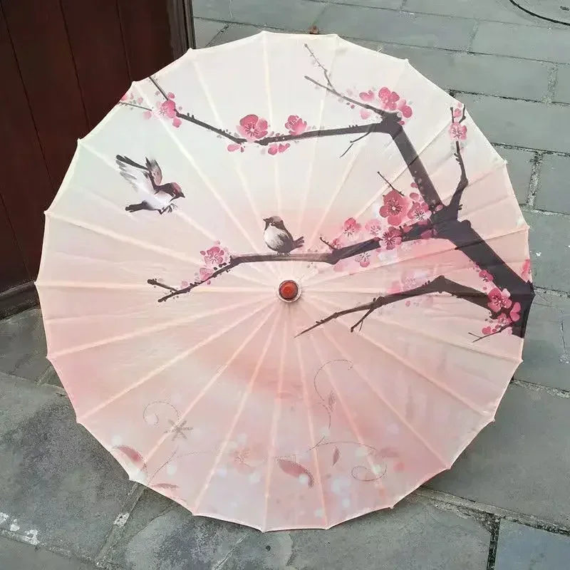 Paraguas de papel al óleo para adultos, estilo chino, decoración a prueba de lluvia, artesanía Hanfu, foto de baile, sombrilla para mujer, accesorio