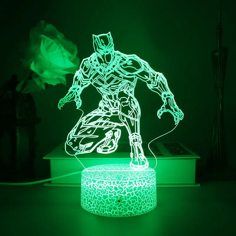 

Светильник-фигурка Marvel Avengers: Железный человек, Человек-паук, 3D ночник из акрила с подсветкой, аниме-мультяшный дизайн, подарок-сувенир по мотивам фильмов