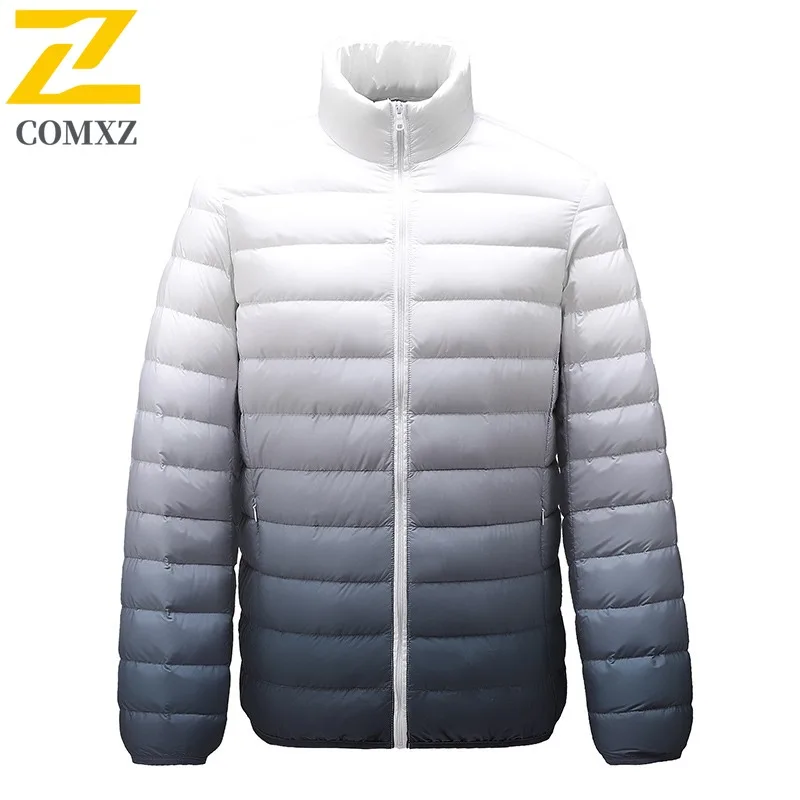 

COMXZ Men Down Jacket Tie Dye Design Outdoor Snow Lightweight Warm Parka Stand Collar Travel Cold Protection Winter Down Coat