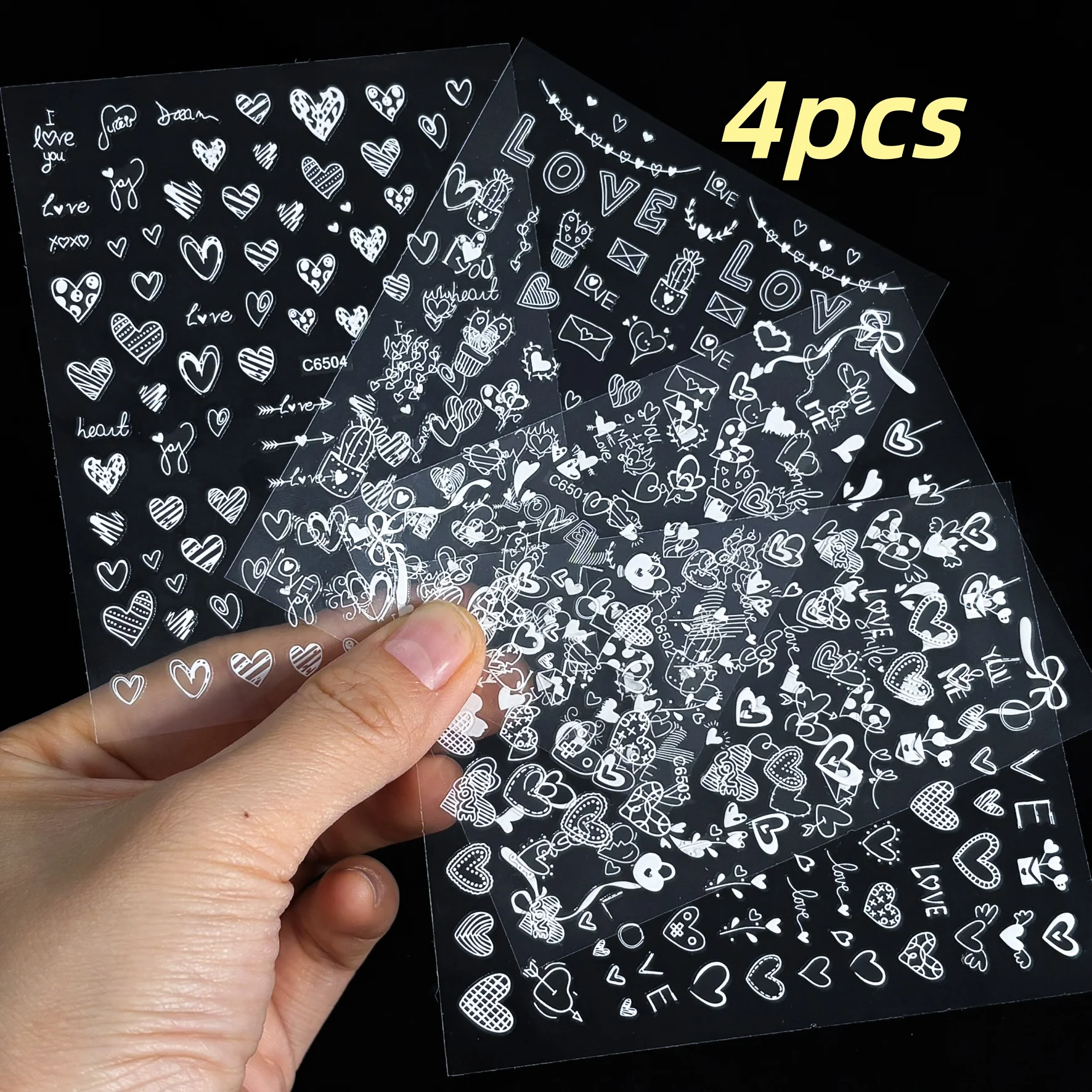 4 pçs/set coração branco amor - Nail Art Valentines Day avaliação e preço