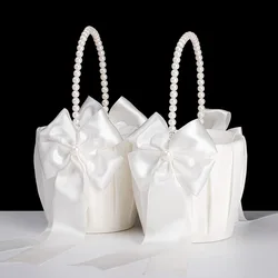 Flower Girl Baskets for Wedding,Ivory Flower Girl Basket With Pearl Handle ,Wedding Baskets for Flower Girls