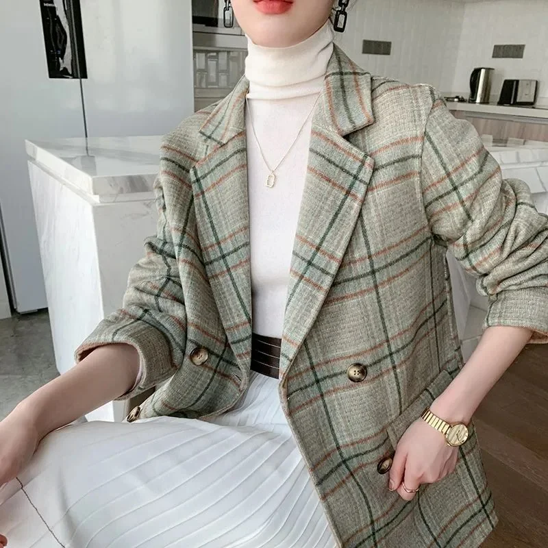 

Осенне-зимнее новое темпераментное двустороннее кашемировое пальто, женское короткое пальто с карманами из 100% чистой шерсти