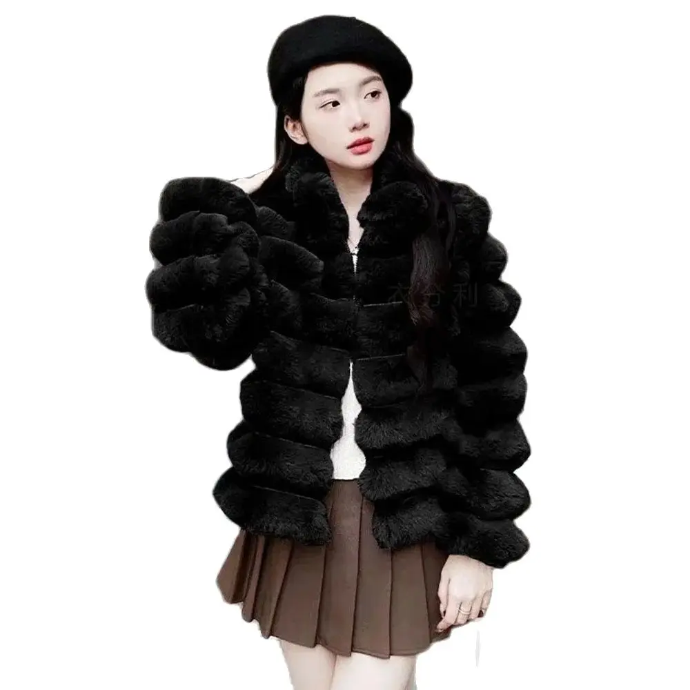 French Small Fragrance Fashion Ladies Fur Coat Temperament High-grade Pure Desire Wind Cute Slim Imitation Fur Short Coat Woman.