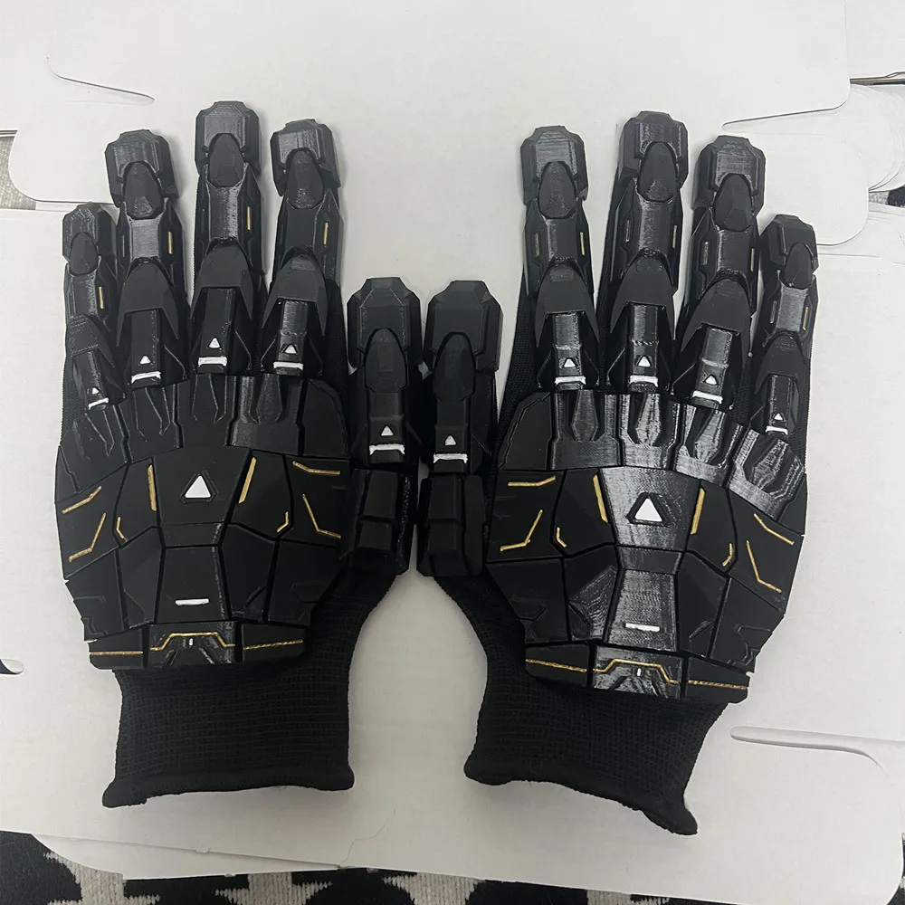 Gothic Techwear Exoskeleton Gloves 3D Printing Handmade Gluing Punk Mechanical Gloves Wearable Hand Armor Cosplay Props