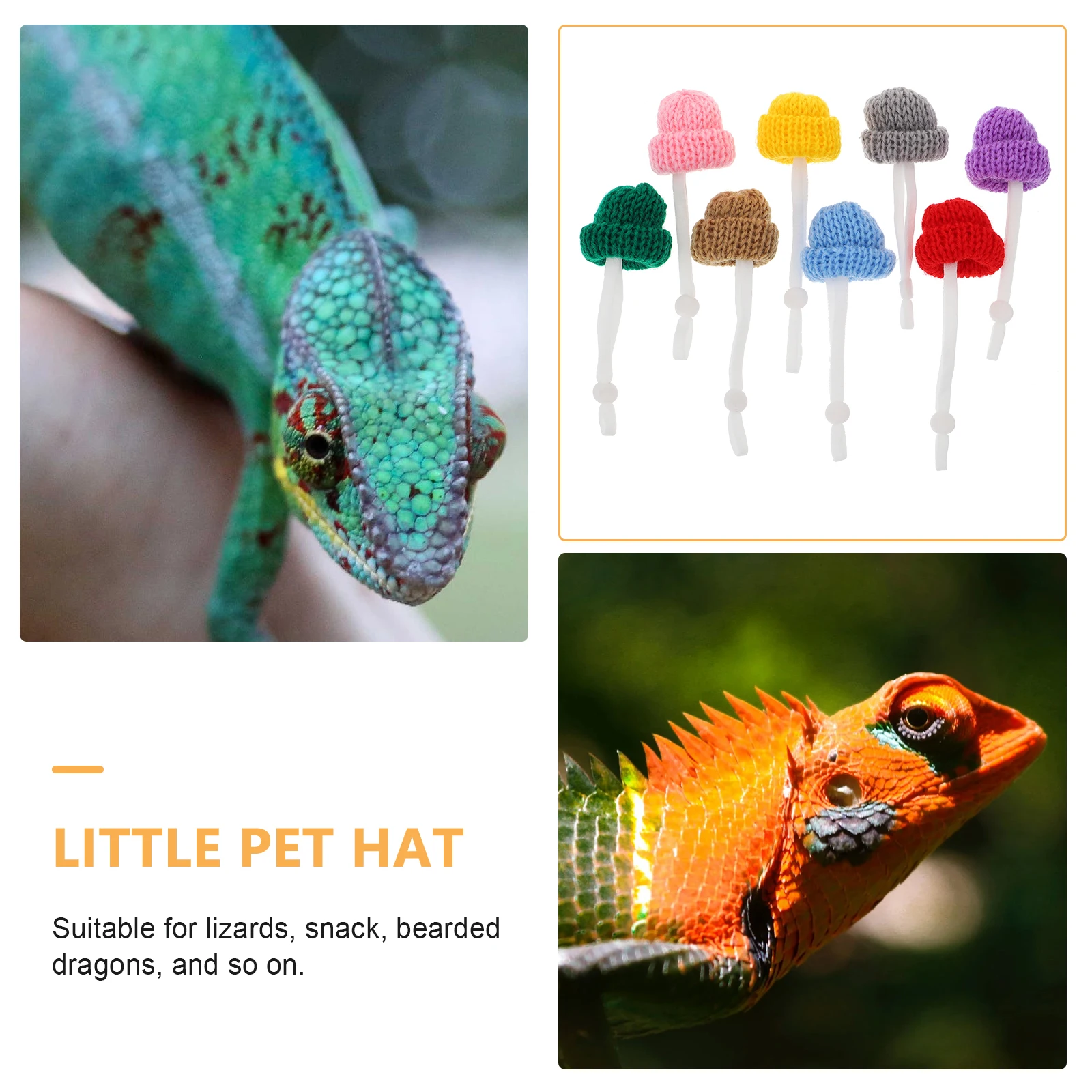 

8 Pcs Pet Hat Yarn Bearded Dragon Lizard Snake Hats Mini Crawl Decorative Adjustable Clothes Lightweight