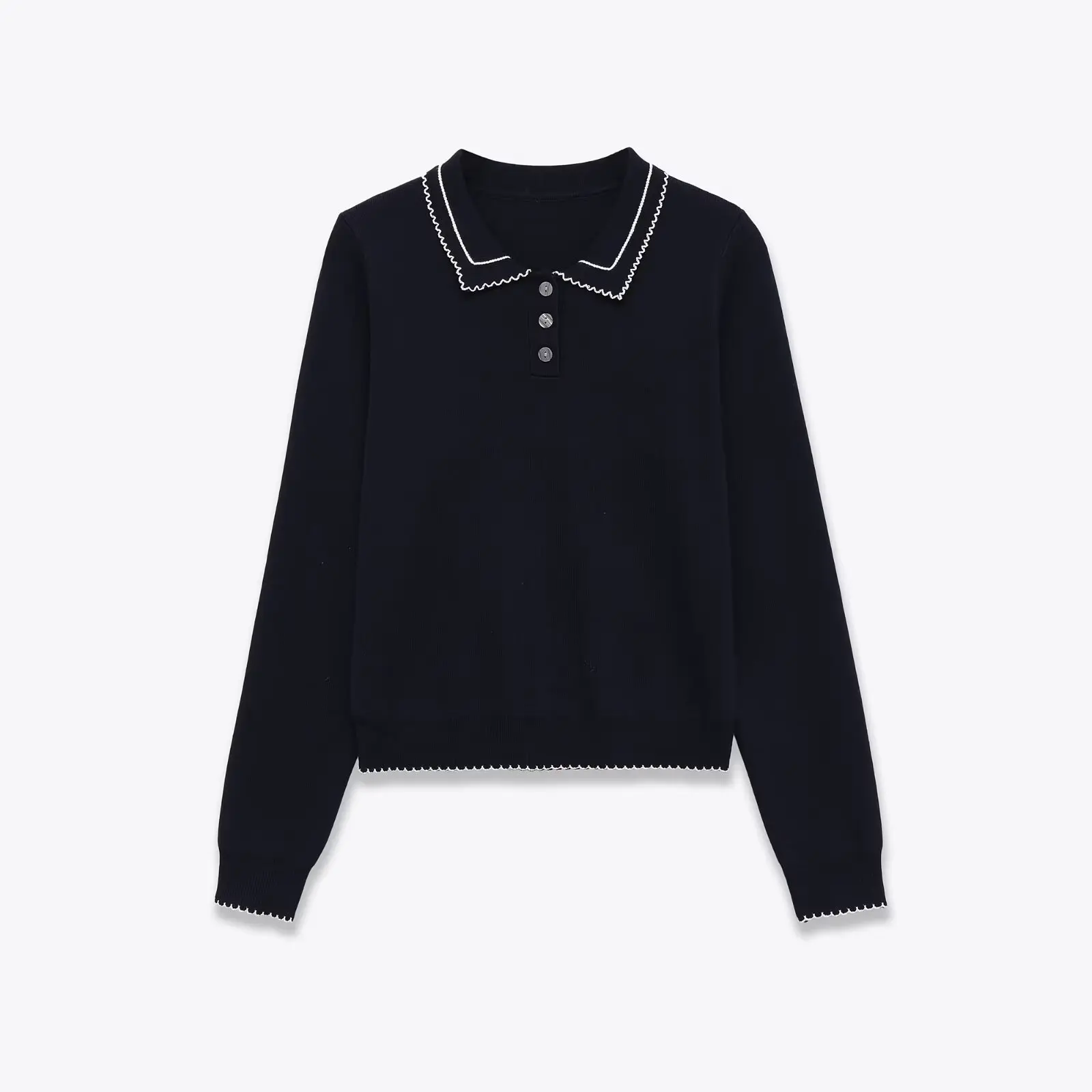 

European and American style 2025 new fashion temperament contrasting color stitching short-sleeved POLO collar knitted