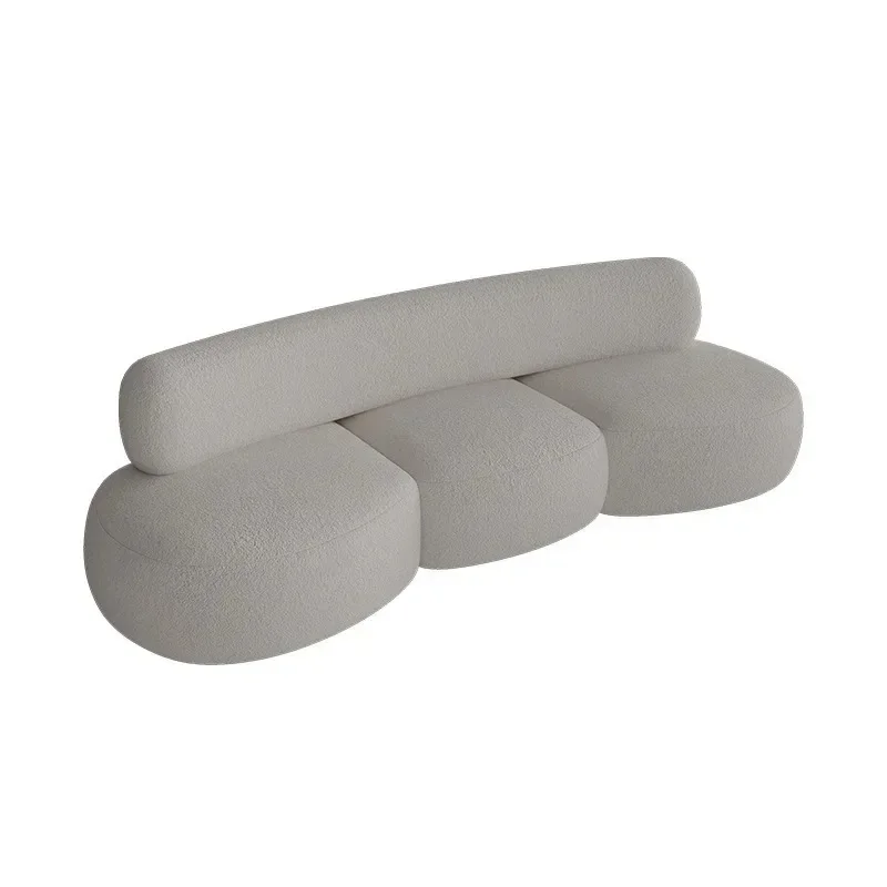 Nordic wabi-sabi wind fabric lamb wool small apartment beauty salon clothing store simple designer curved sofa combination
