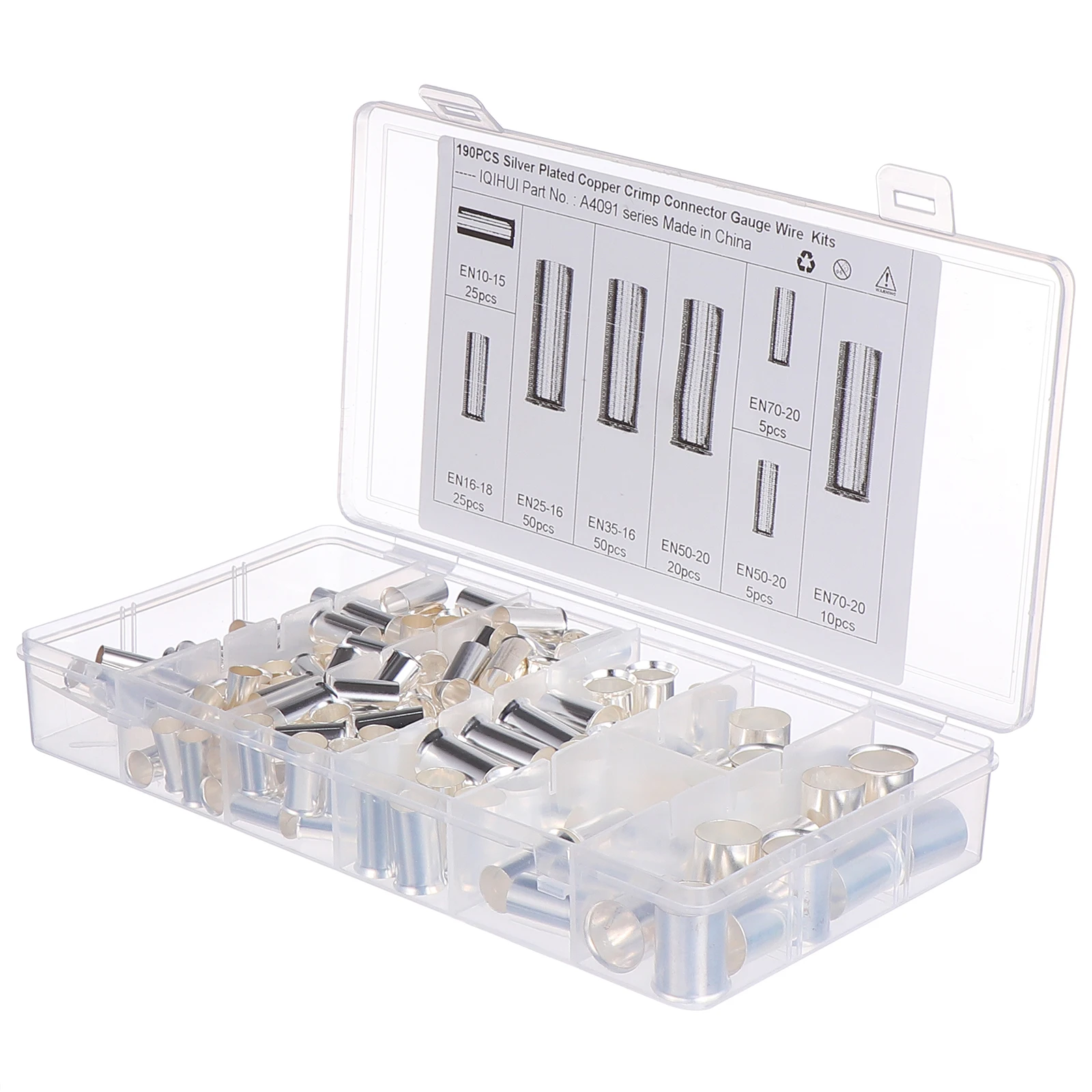 

190 pcs Copper Crimp Connector Ferrules Wire Terminal Anti-Oxidation Wire End Protection For Car Amplifiers Household Appliances