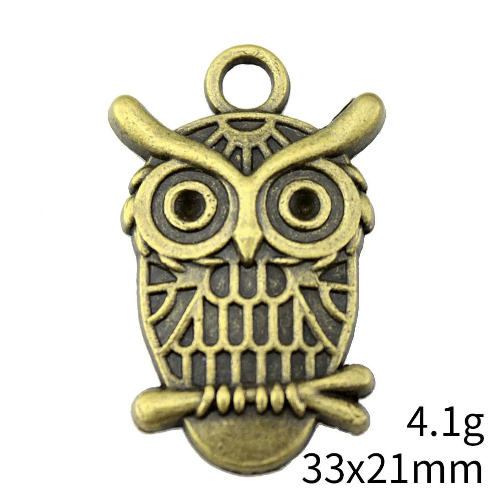 

4pcs 33x21mm 2 Colors Antique Silver Color Antique Bronze Color Owl Charms Handmade Jewelry Making Accessories