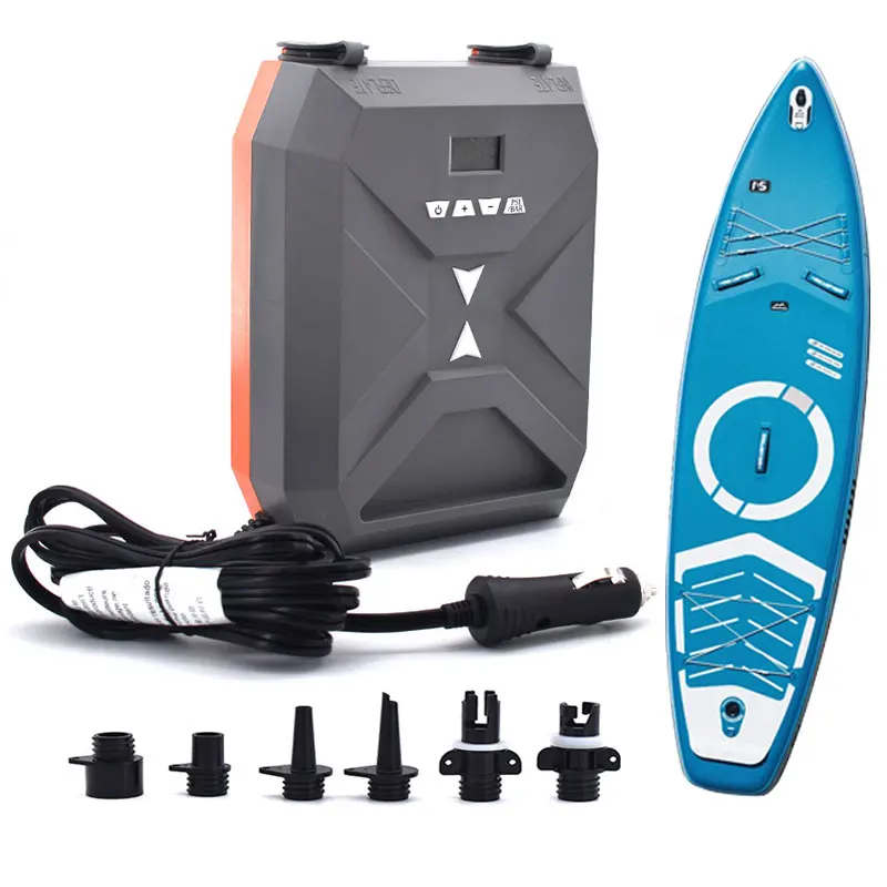 

20PSI Adjustable Car Adapter Powered Portable SUP Electric Inflatable Pump Fast Inflate Deflate Paddle Board Pump with 5 Nozzles