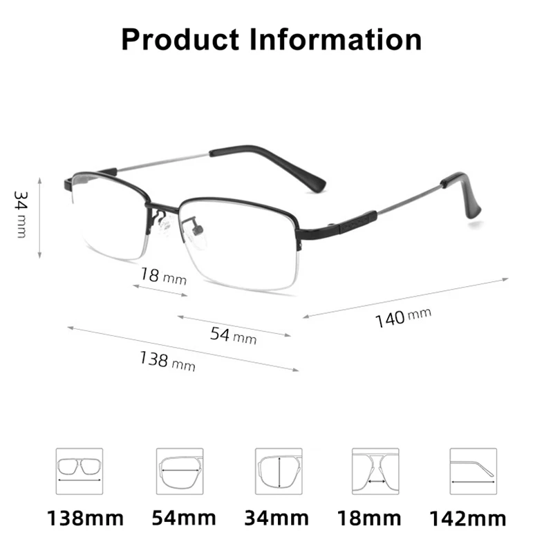 Tytanowe okulary progresywne do czytania dla mężczyzn promieniowanie niebieski Film okulary progresywne damskie wielofunkcyjne do prezbiopii okulary