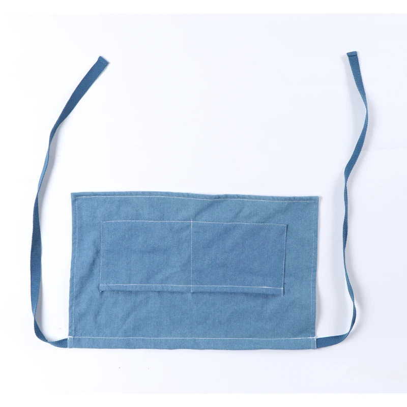 Style Blue Denim Waist Half Short Apron with Pockets Restaurant Waiters Waitress Chef Apron Kitchen Accessories