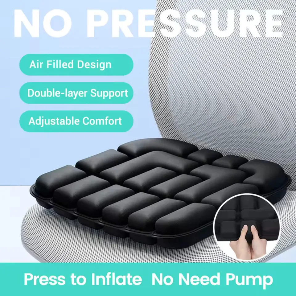 

High Rebound 3D Air Cell Seat Cushion Breathable Anti-slip Inflatable Seat Cushion Anti-bedsore Portable Air Bags Cushion