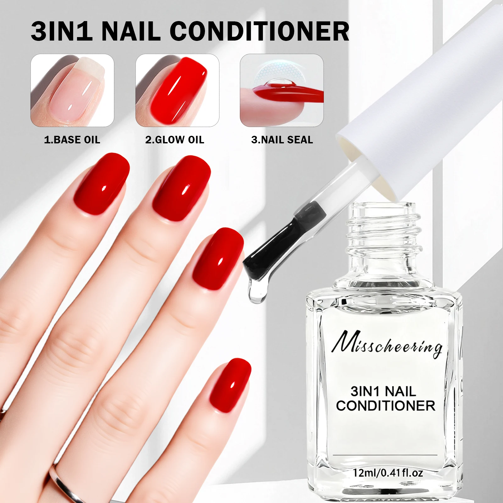 Acondicionador de uñas 3 en 1, 12ML, transparente, Natural, de secado rápido, aceite para el cuidado de las uñas, tratamiento artístico, acabado de manicura