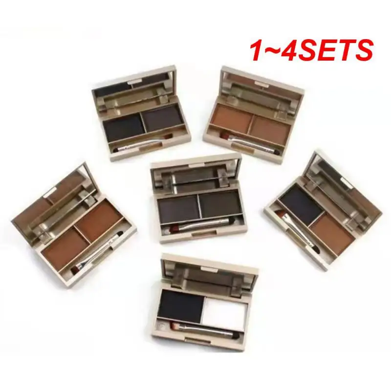 1~4SETS Double Color Eyebrow Powder Two Color Eyebrow Powder Leopard Shining Waterproof Eyebrow Powder Matte Eyebrow Powder