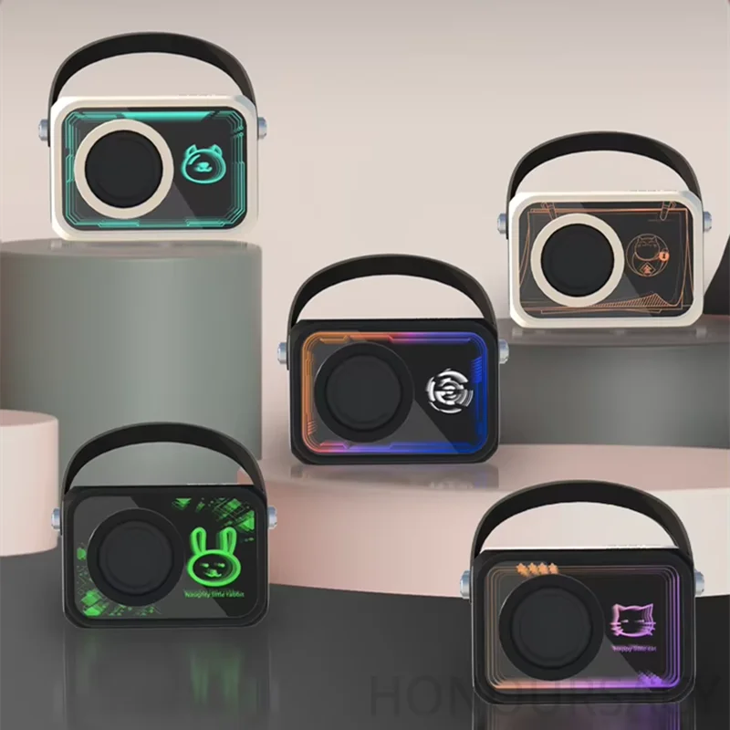 ألف طبقة مرآة سمّاعات بلوتوث لاسلكي ملون Boomboxs مرآة مضيئة أضواء RGB مضخم صوت محمول TF مشغل MP3