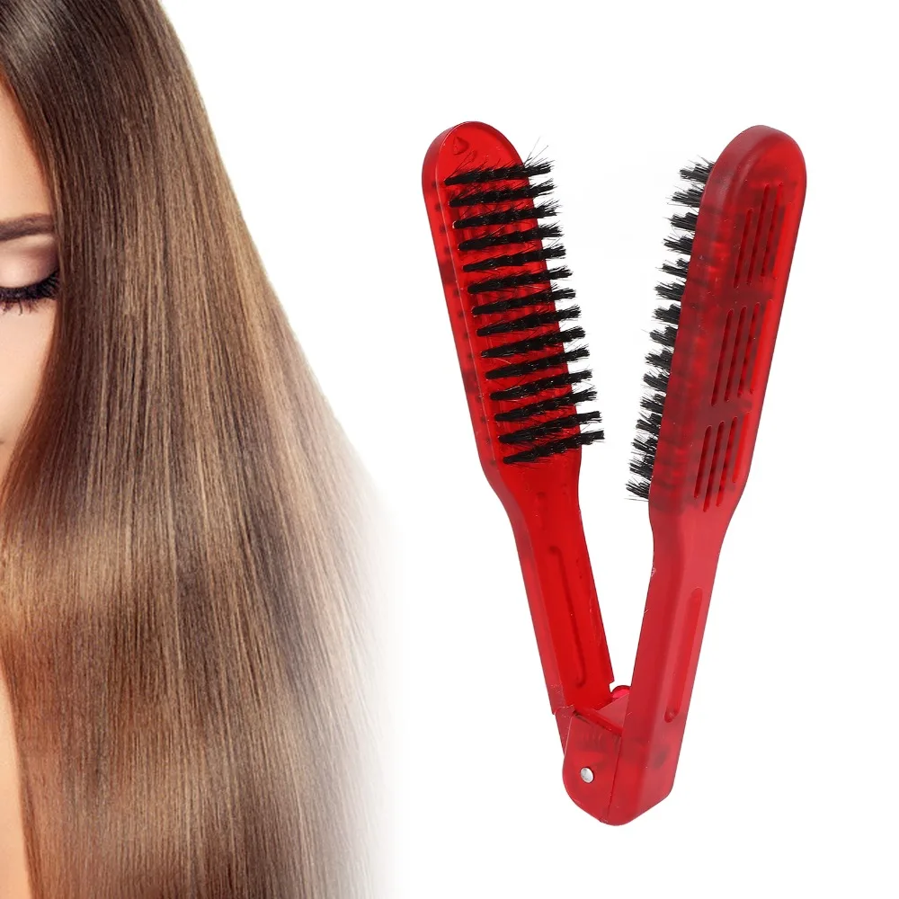 V-Shape Design Hair Straightening Brush Double Sides Splint Structure Hair Styling Comb Portable Convenient Wide Hair Brush