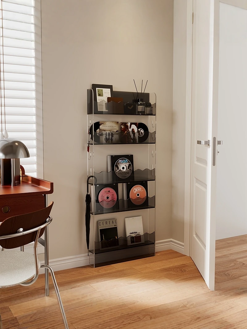 Storage Bookshelf Storage Cabinet Living Room Floor to Floor Picture Book Rack Multi-layer Ultra-thin Crack 10CM