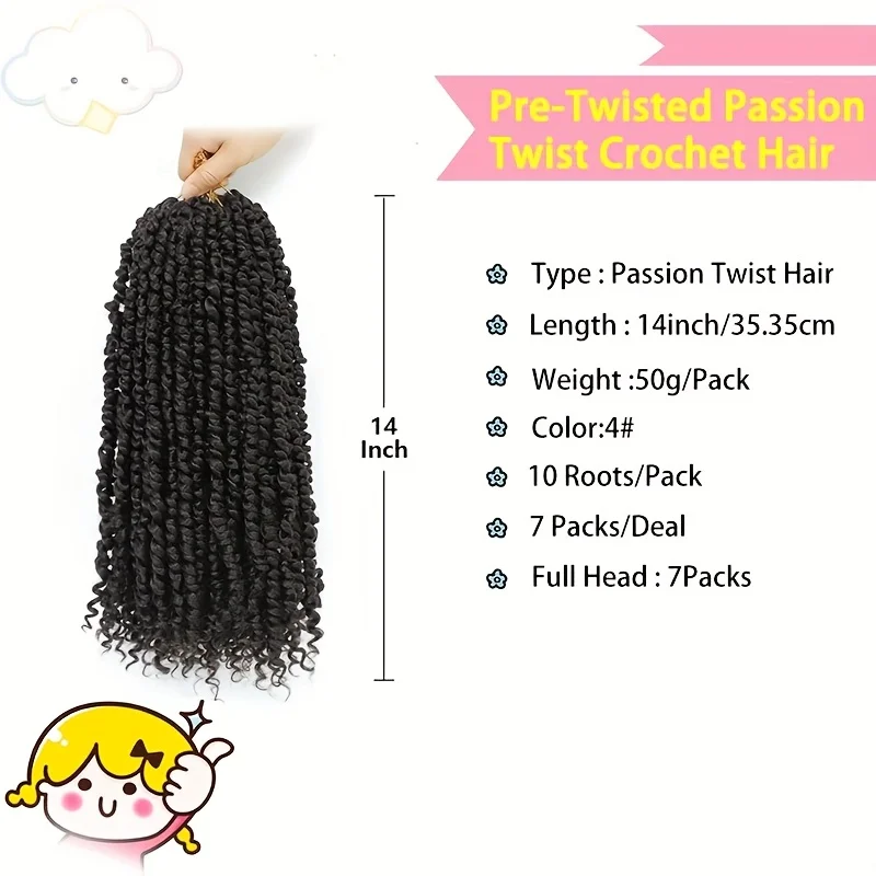 Синтетические волосы Boho Passion Twist Вязание крючком Волосы Passion Twist Волосы Предварительно закрученные в петлю Goddess Вязание крючком Скручивания Богемные вязанные крючком косы с