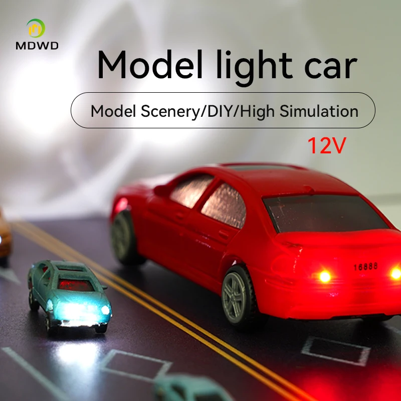 Carro leve LED para ferrovia, layout de trem, miniatura, arquitetura, paisagem de construção, 12v, 1, 75, 100, 150, 200 escala, 10pcs