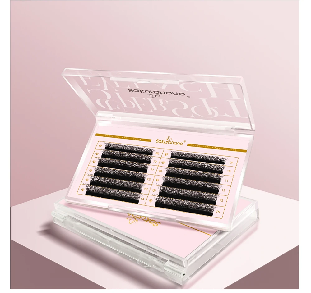 SAKURAHANA Automatische Blüte W-förmige Blüte 6D 7D 8D Vorgefertigte Fächer C/D/L/LU Curl Mink Individuelle Wimpern – Detail 10