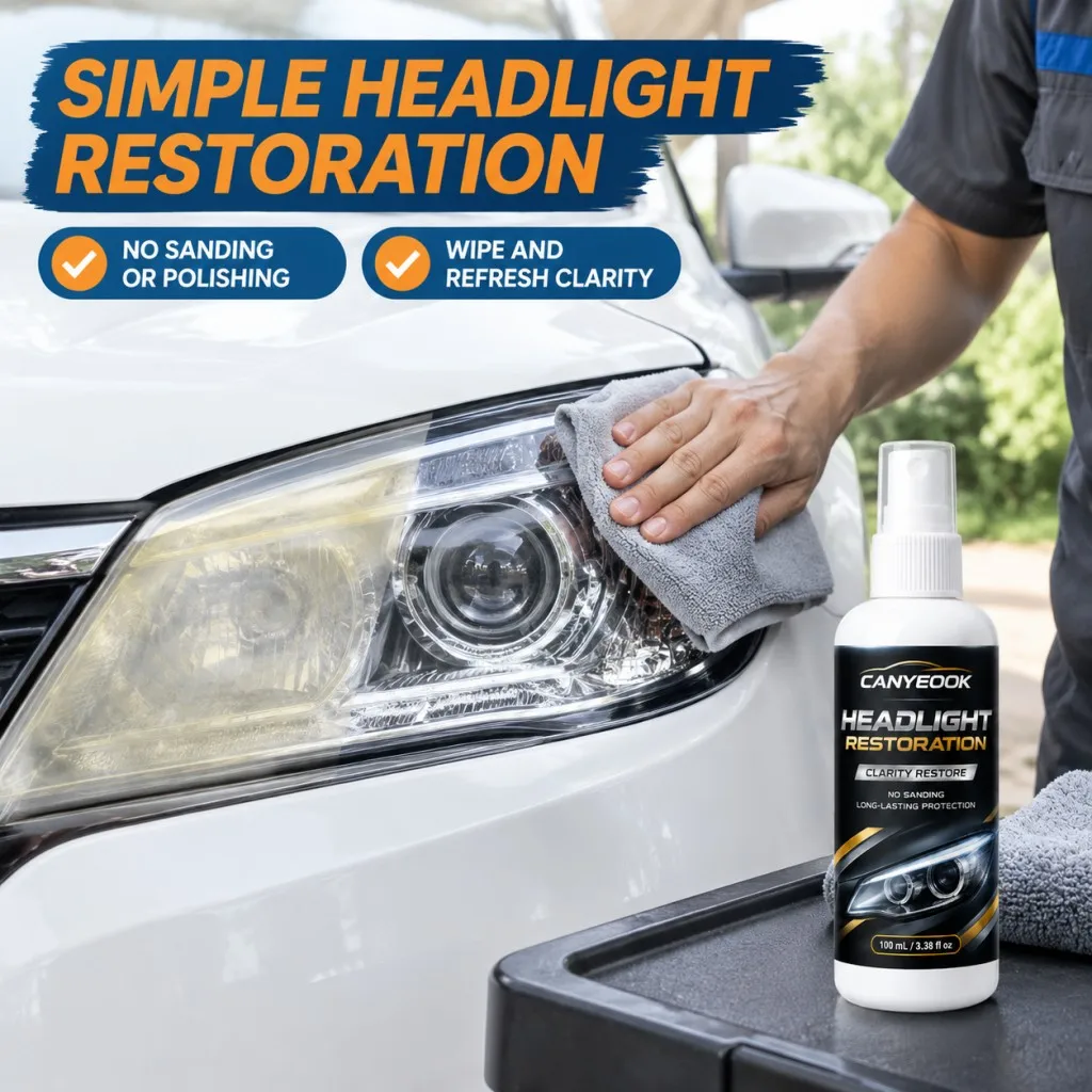 CANYEOOK Car Headlight Restoration Spray 100ml Yellowing Haze Oxidation Repair Clear Lens No Polish Long Lasting Protection