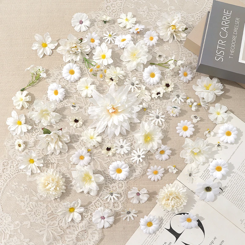 20/50 Stück Künstliche Rosenblüten für Heimdekoration, Gartenornament, DIY, Reinweiß, Hochzeitskleid-Dekor, Outdoor-Zubehör – Detail 9